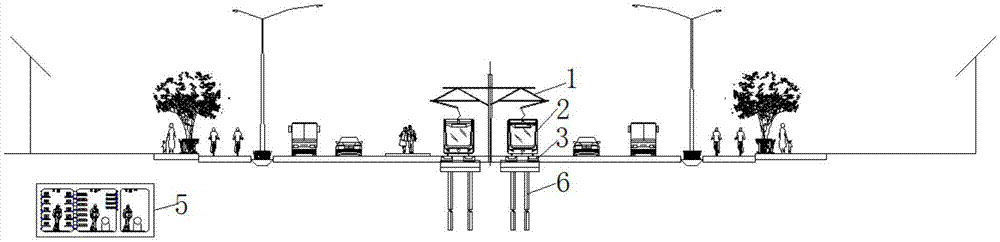 Comprehensive pipe rack structure built in combination with tramcars on urban existing road