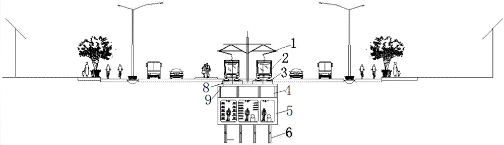 Comprehensive pipe rack structure built in combination with tramcars on urban existing road