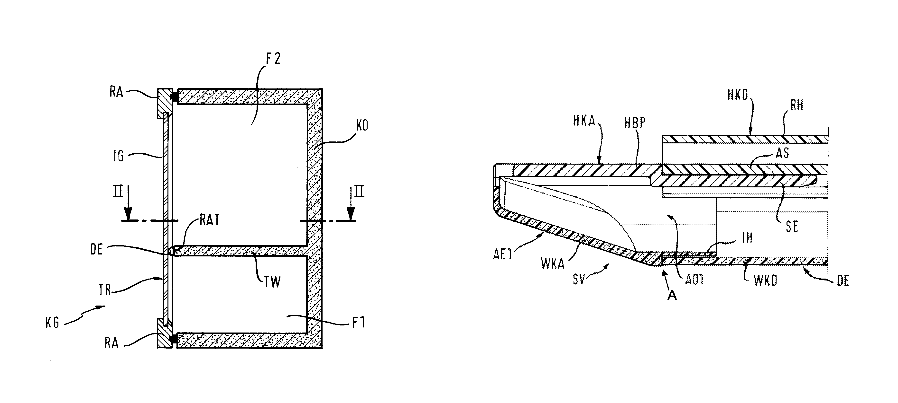 Refrigeration device having a seal element in the form of a hollow profile