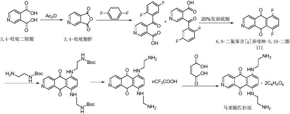 6, 9-bis[(2-aminoethyl)amino]benzo[g]isoquinoline-5, 10-dione dimaleate and synthesis technology thereof