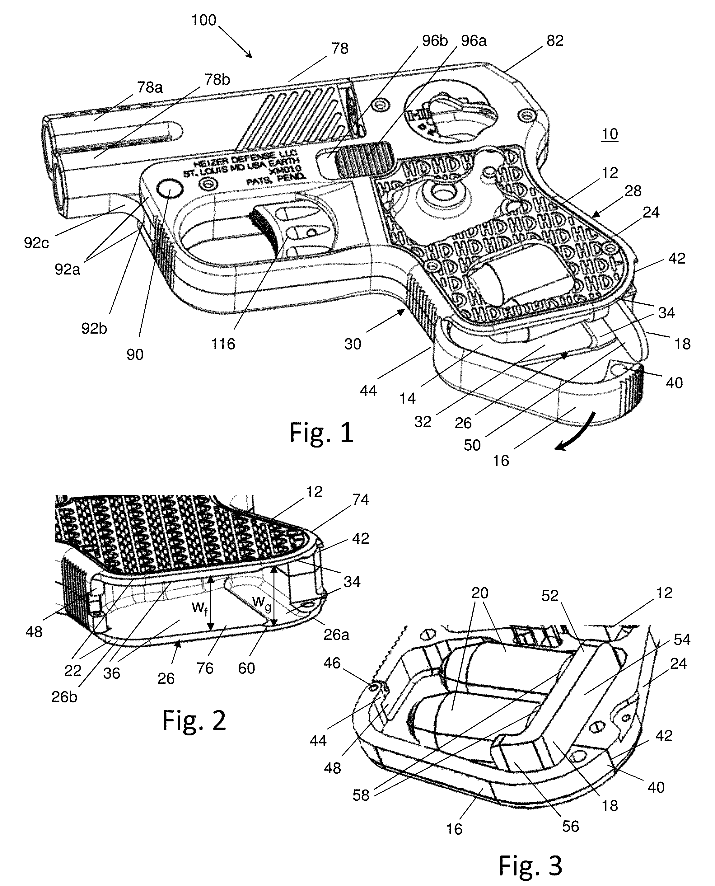 Firearm having ammunition compartment with H-clip and quick-change barrel with variable diameter bore and optional takedown pin