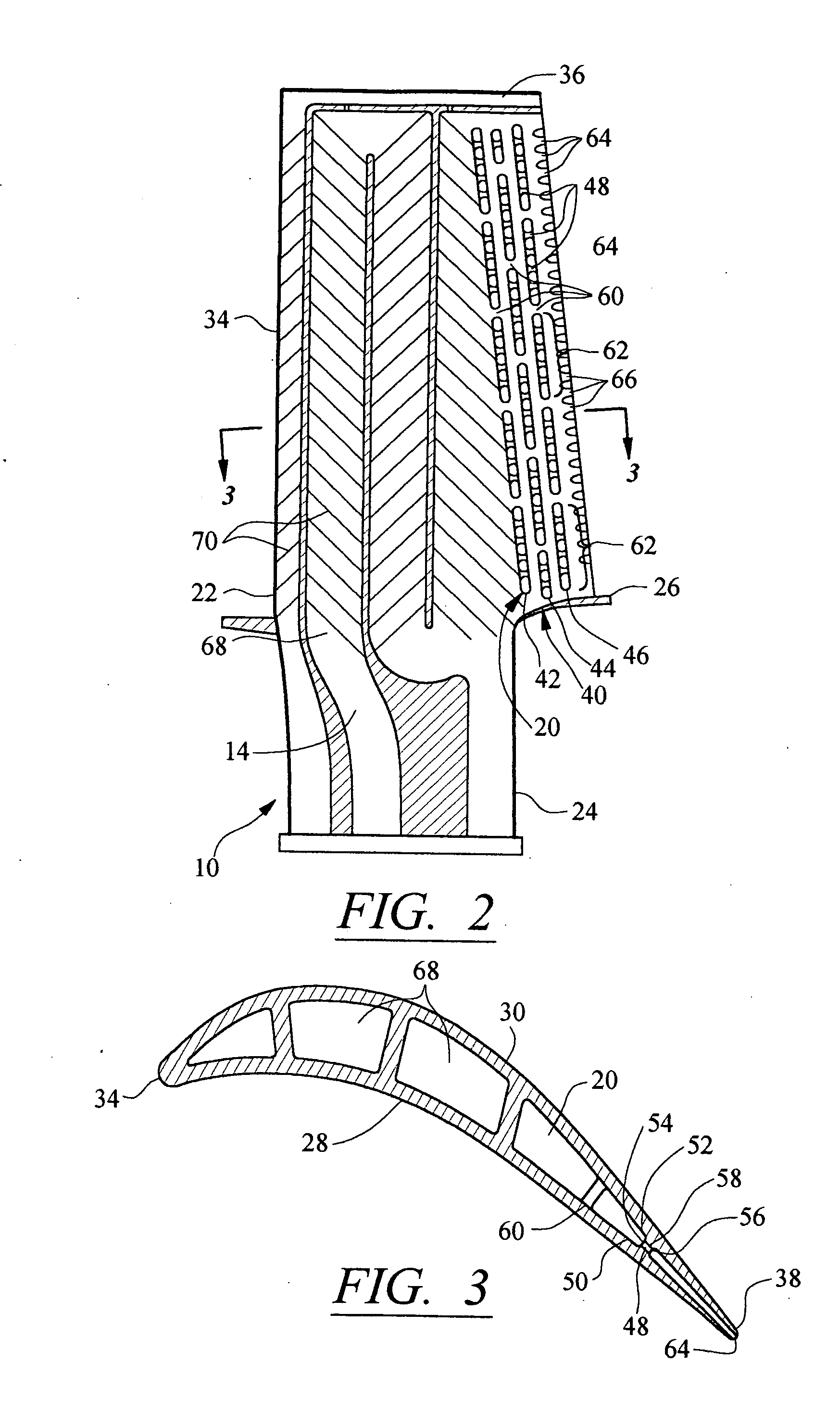 Turbine airfoil trailing edge cooling system with segmented impingement ribs