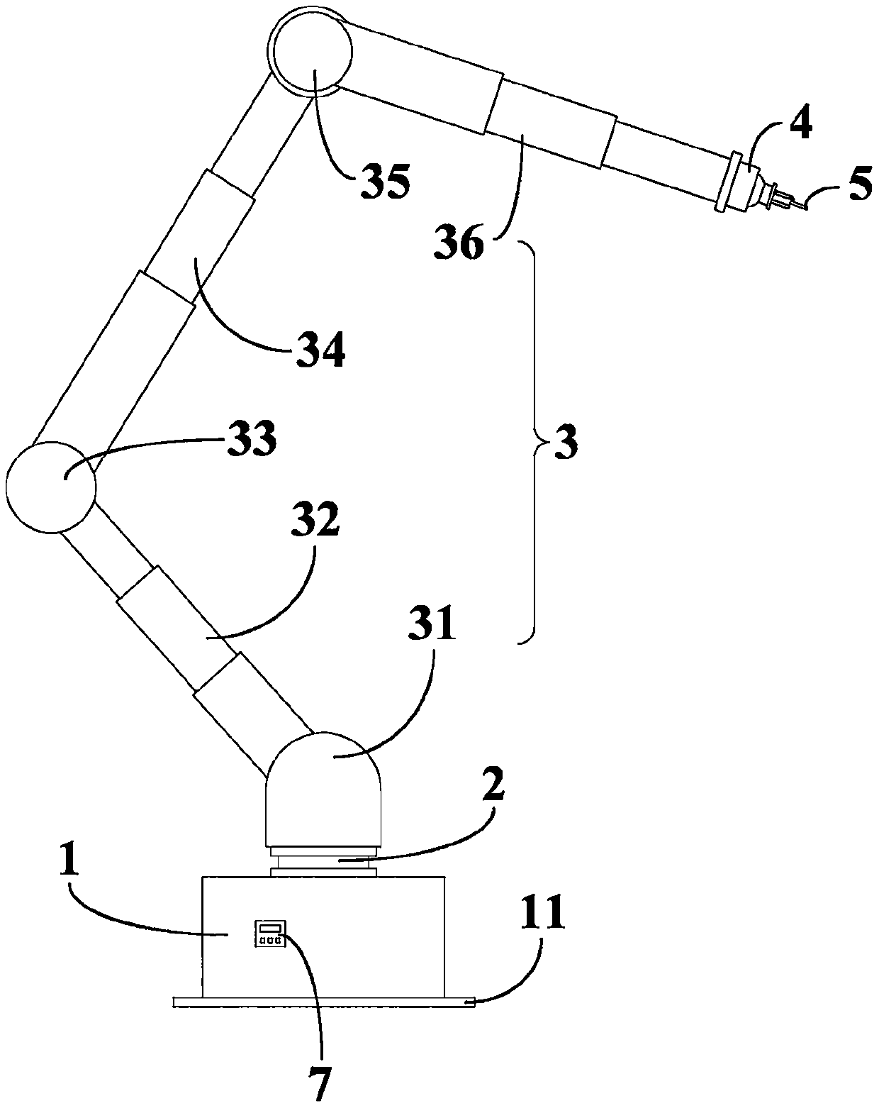 Six-dimension welding mechanical arm