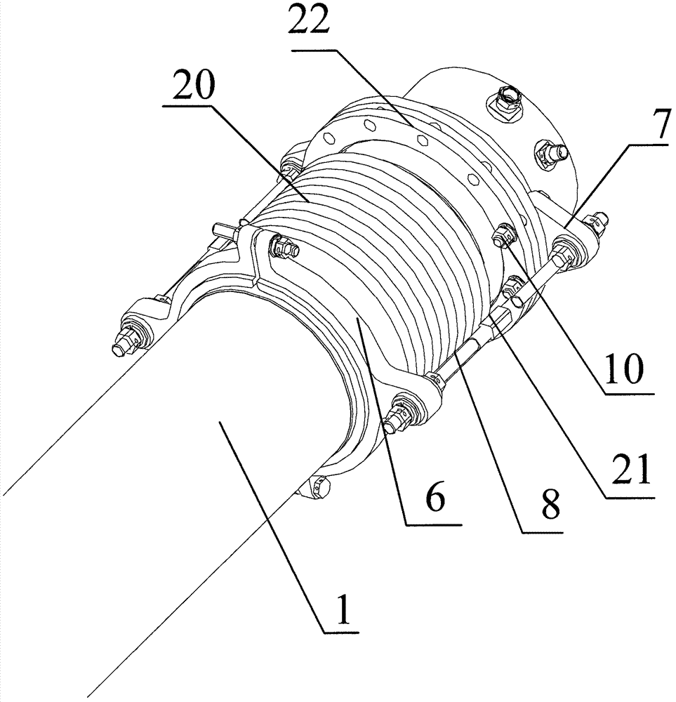 Large-caliber long-span compensator for conveying pipe