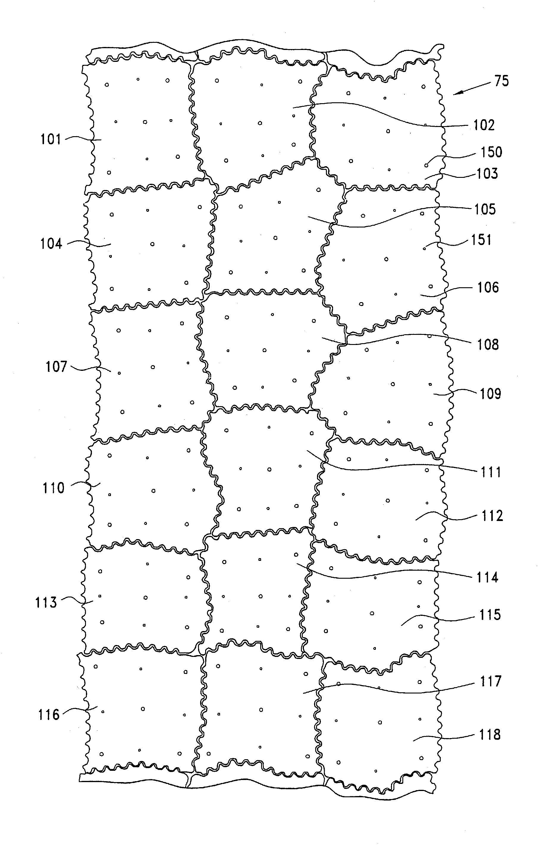 Production of thin, irregular chips with scalloped edges and surface bubbles