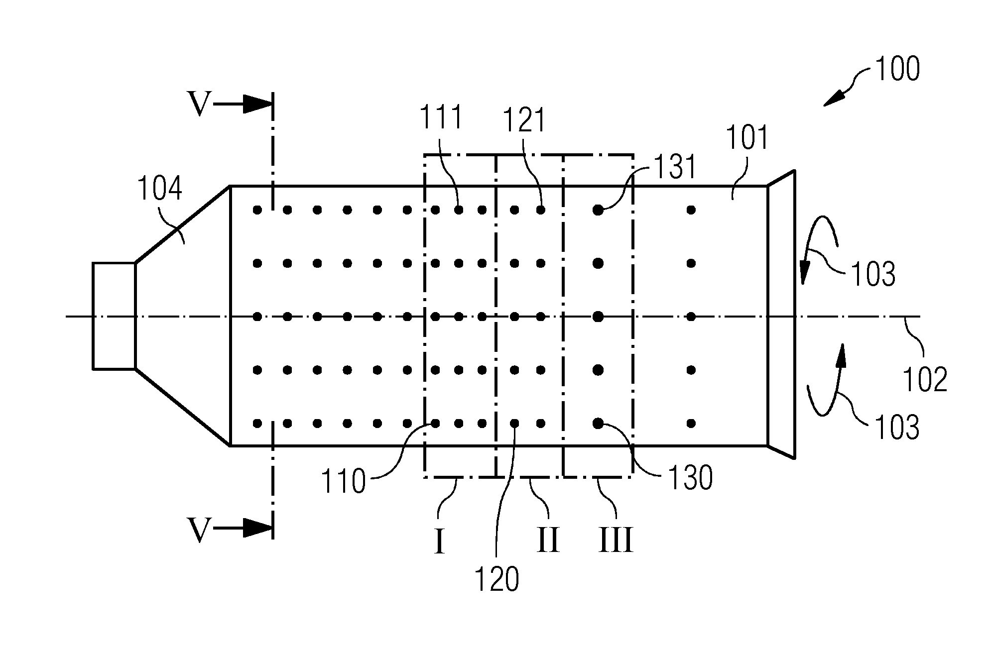 Hole arrangement of liners of a combustion chamber of a gas turbine engine with low combustion dynamics and emissions