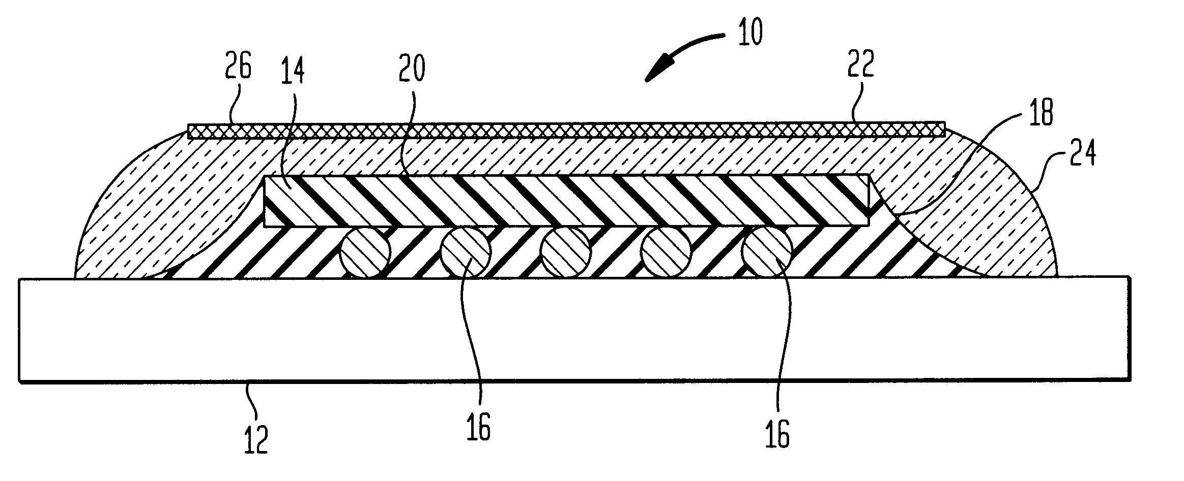 Coupled-cap flip chip BGA package with improved cap design for reduced interfacial stresses