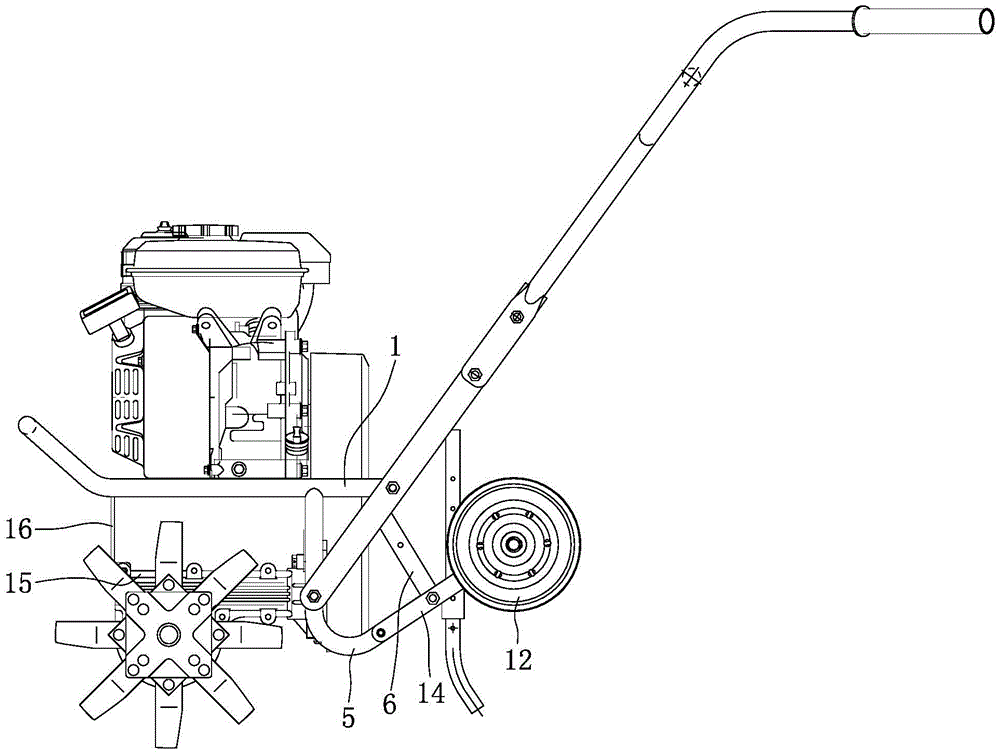 Arrangement structure of rear wheel assembly and transmission box of a portable tiller