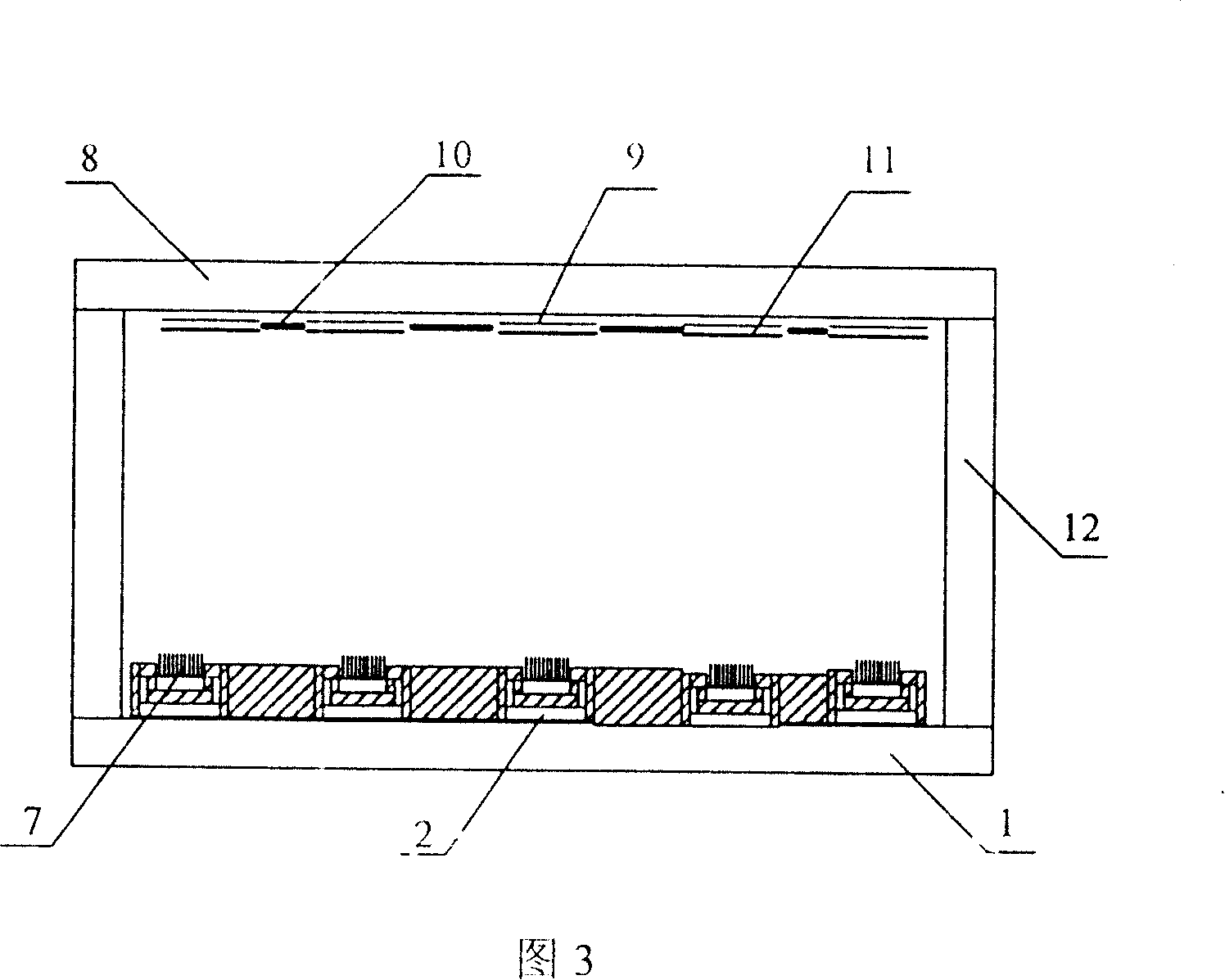 Tripolar field emission display of bottom grating structure and process for preparing same