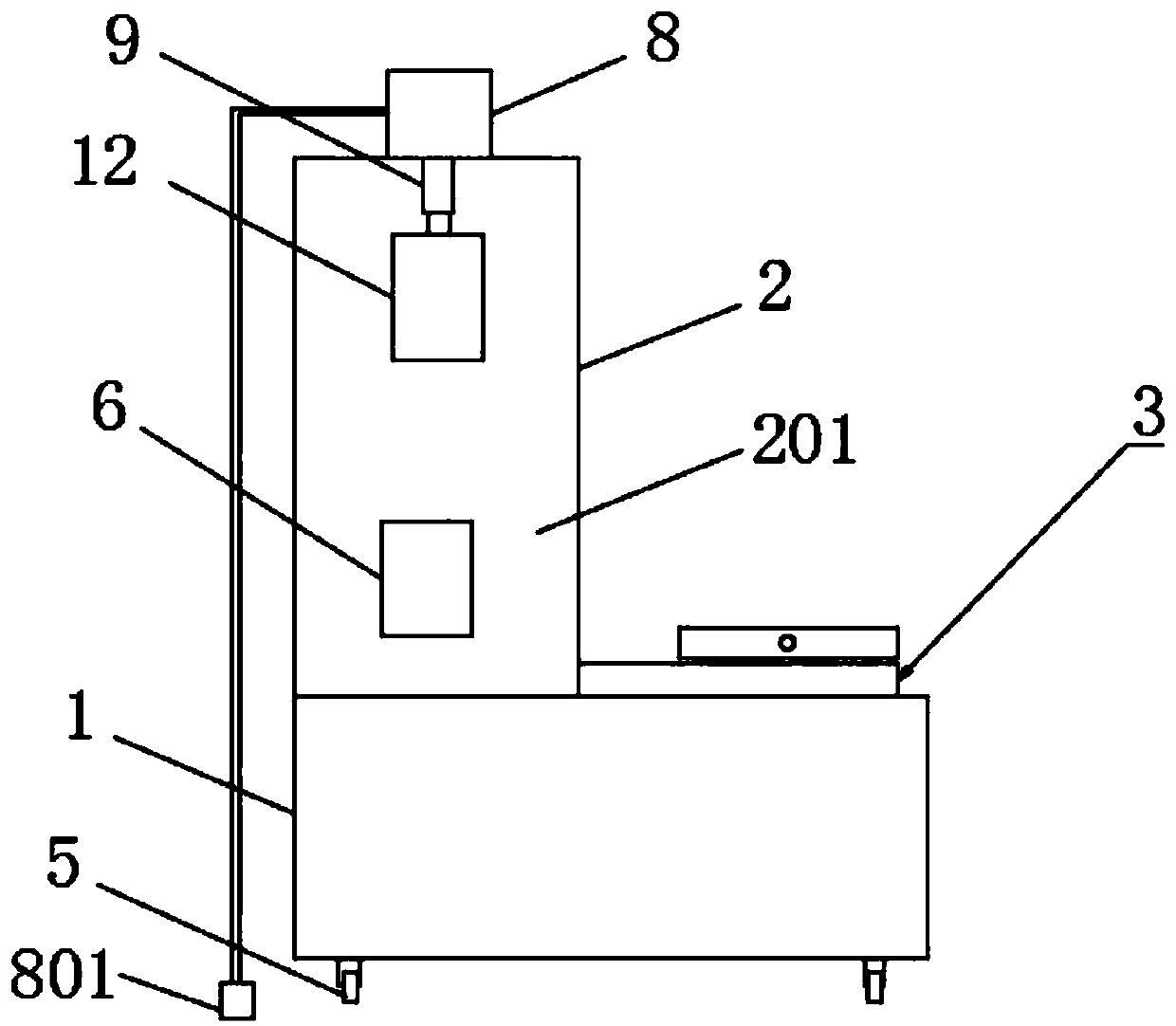 Detection device for airtightness of food packages and detection method