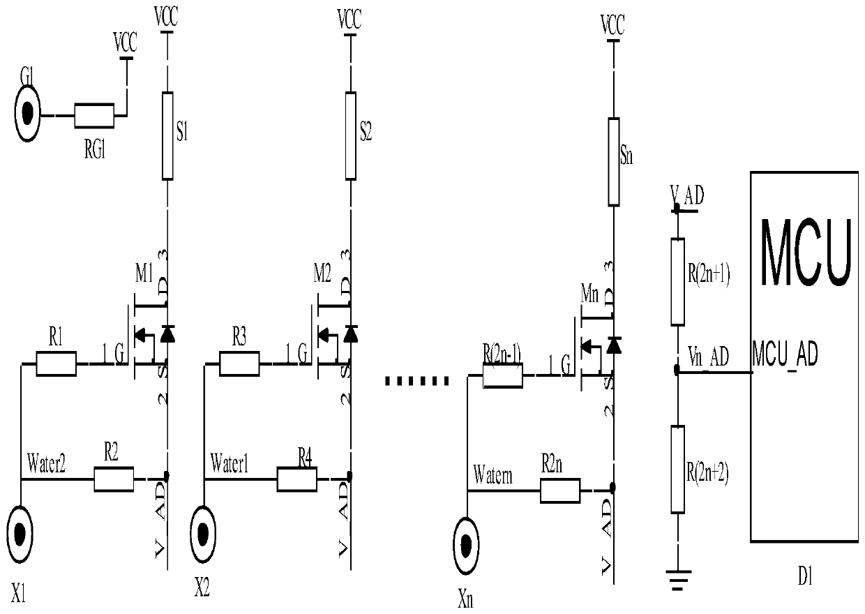 Two-wire parallel type electronic water gauge circuit