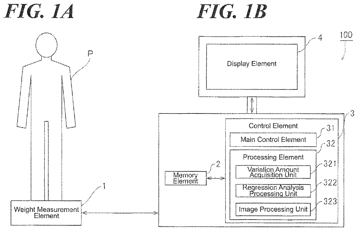 Variation measurement device for physical activity and display method of variation for physical activity