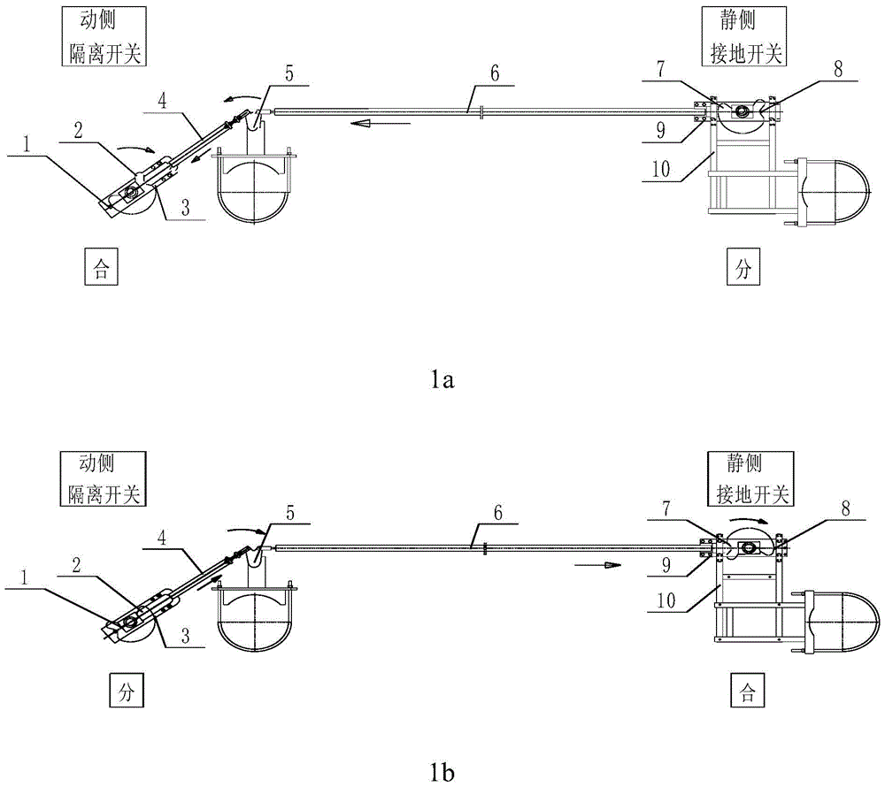 A mechanical interlock transmission device for isolating switch