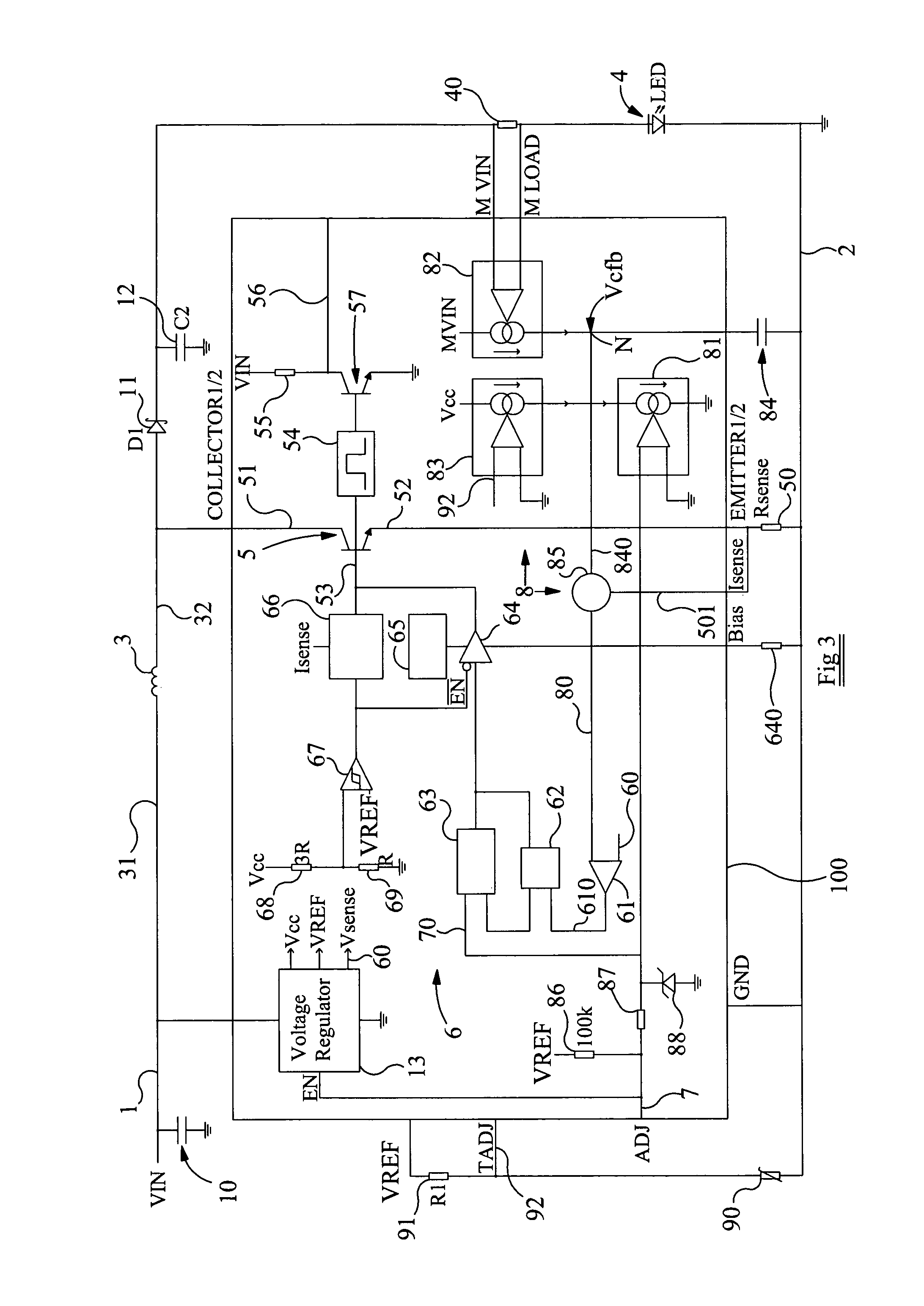 Current driving method and circuit for controlled driving of light-emitting diodes