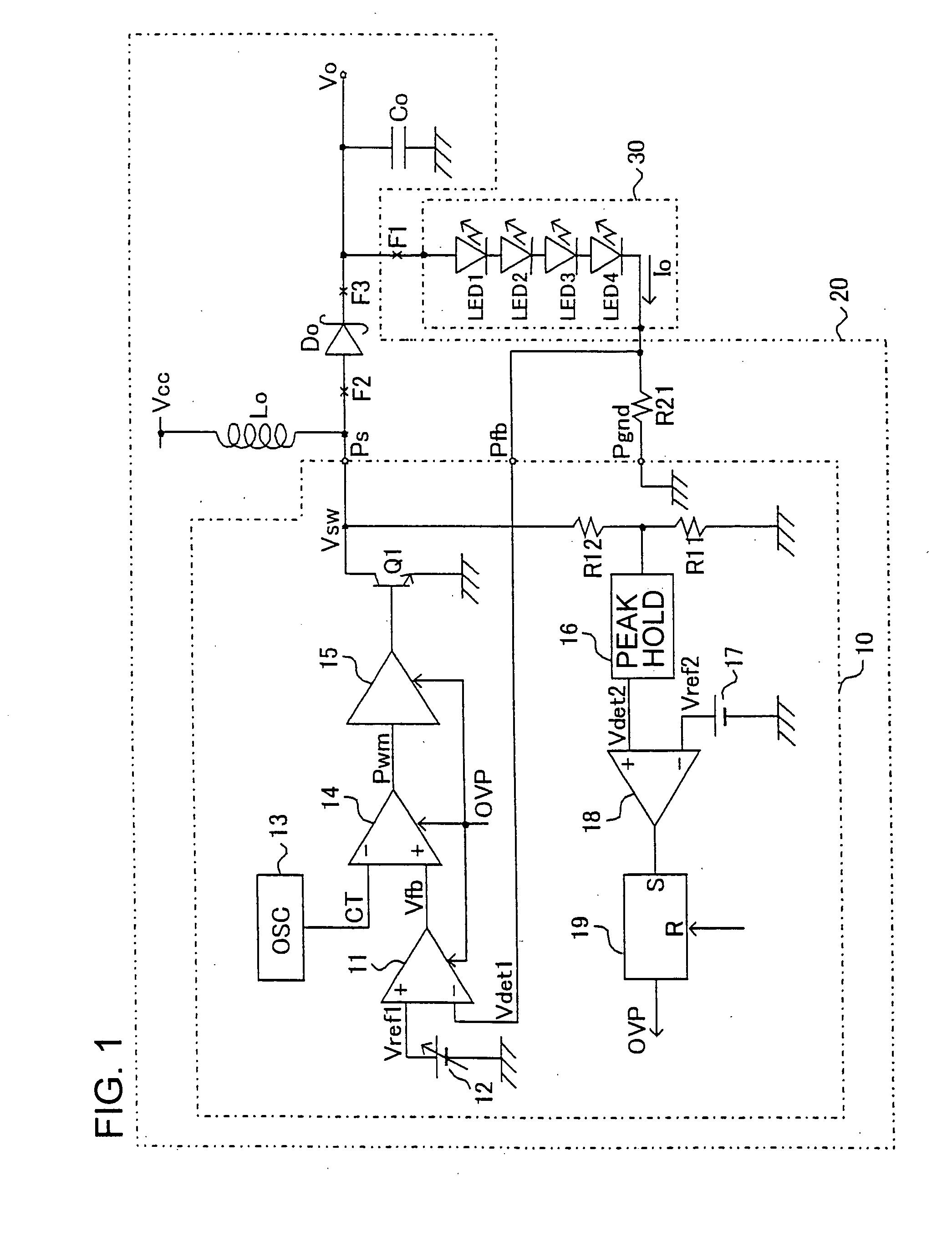 Switching power supply unit and electronic apparatus having display