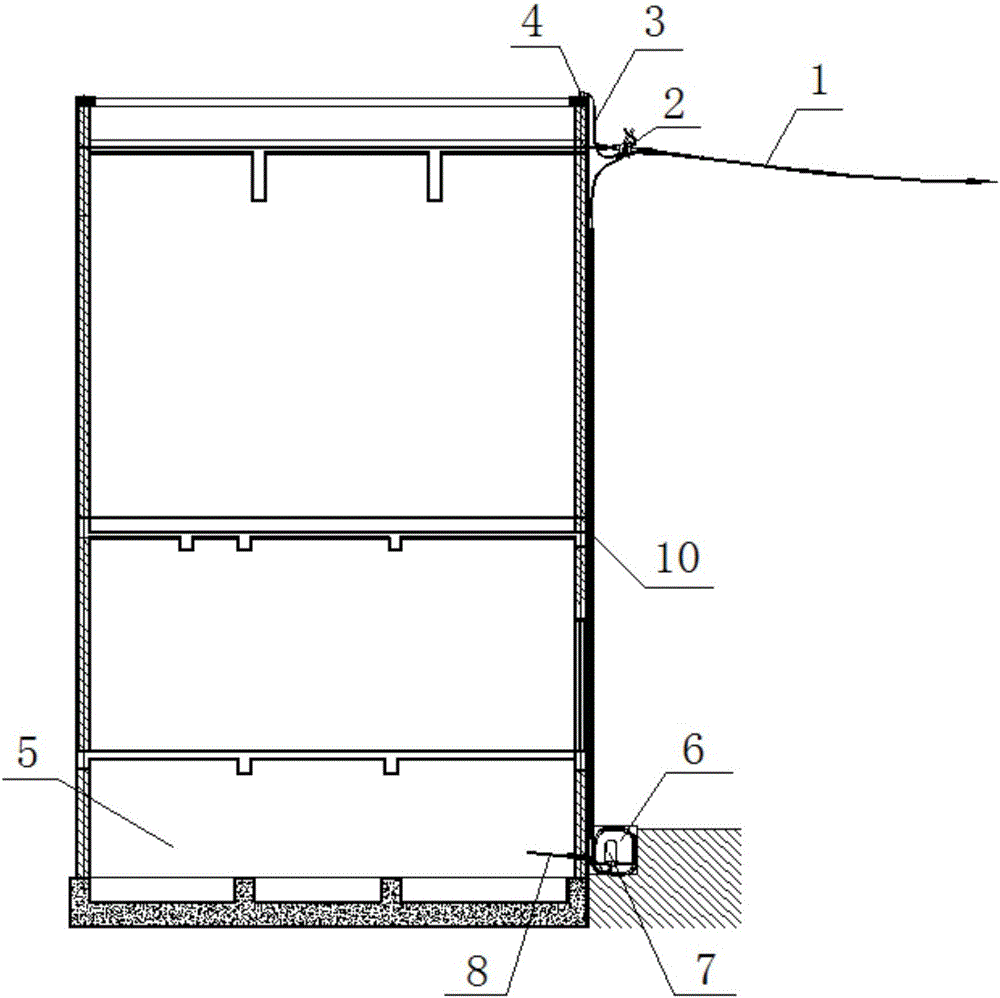 Distribution building OPGW optical cable down-lead inlet method