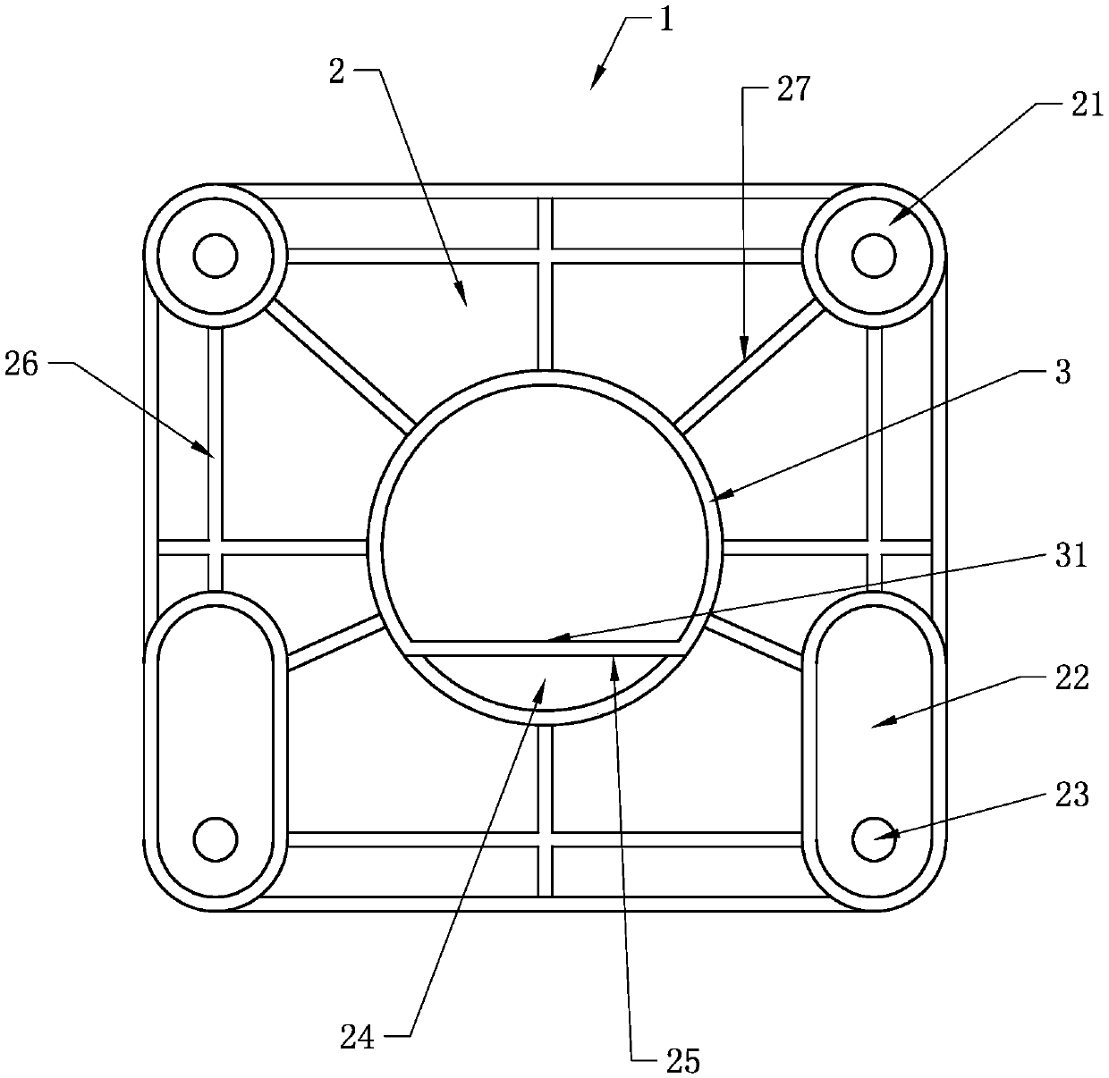 Auxiliary support for motor on rice mill