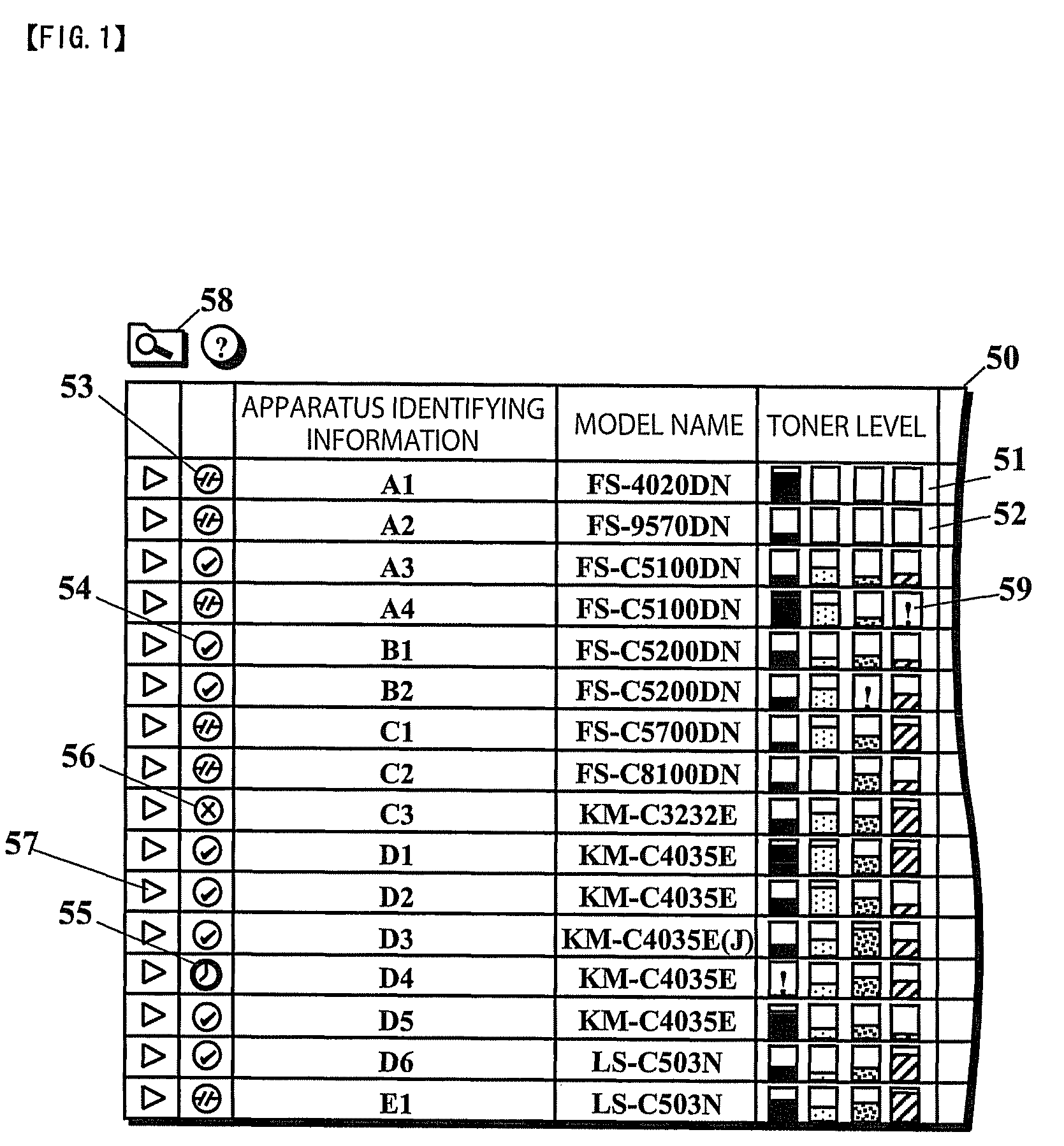Displaying status icons of remaining consumables for plural image forming apparatuses