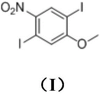 Method for synthesizing 1,4-diiodo-2-methoxy-5-nitrobenzene