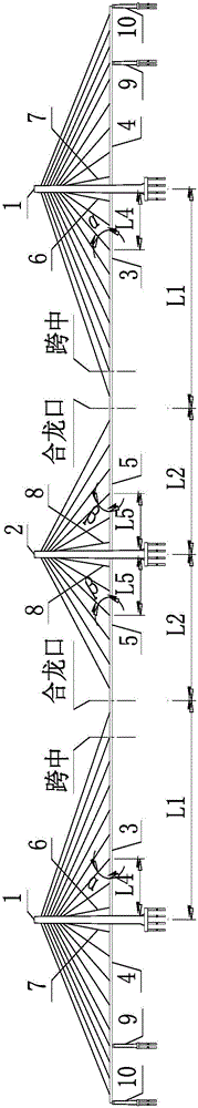 Multi-tower cable-stayed bridge and construction method thereof