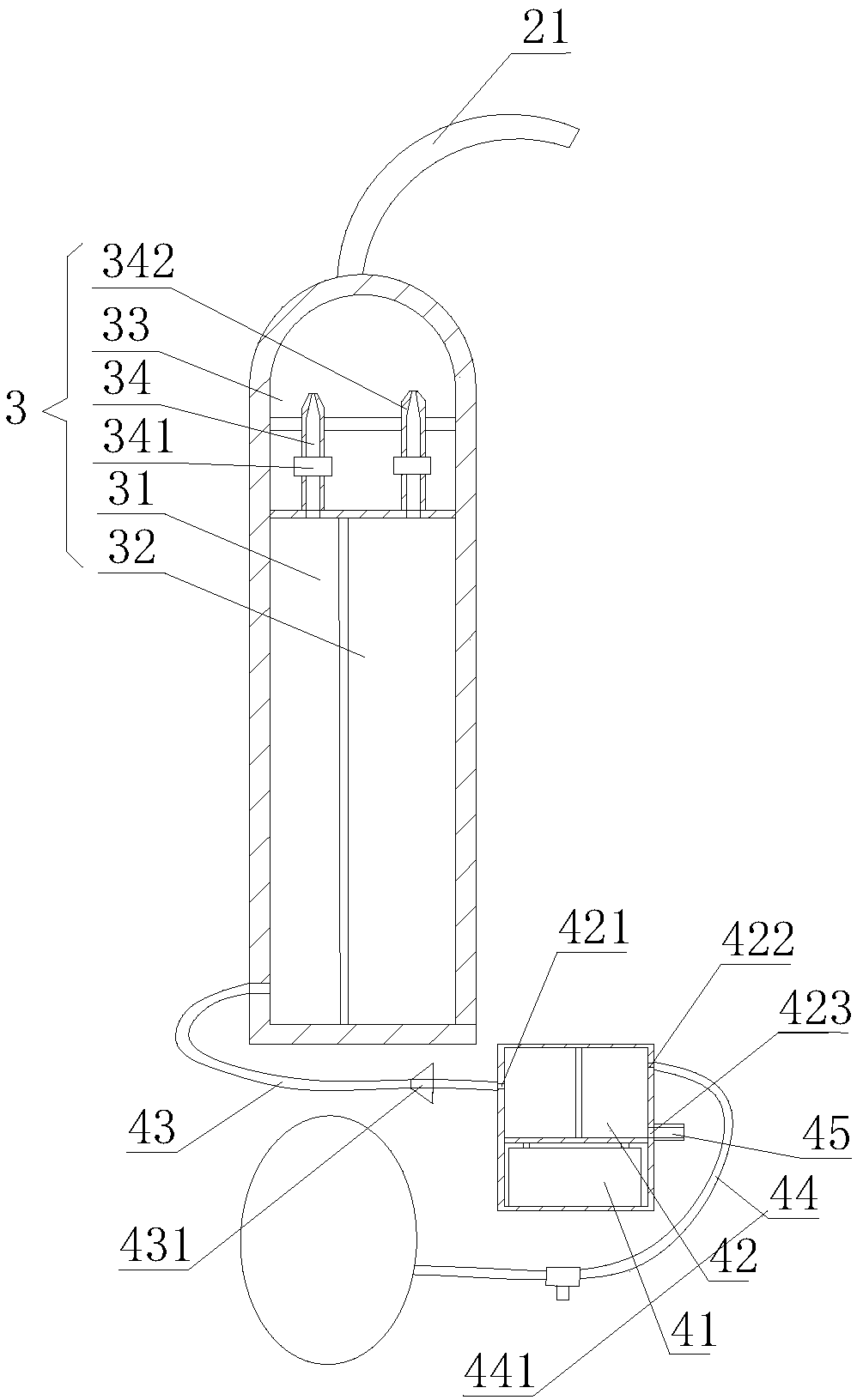 Diving equipment with oxygen supplied by electrolytic water and control method