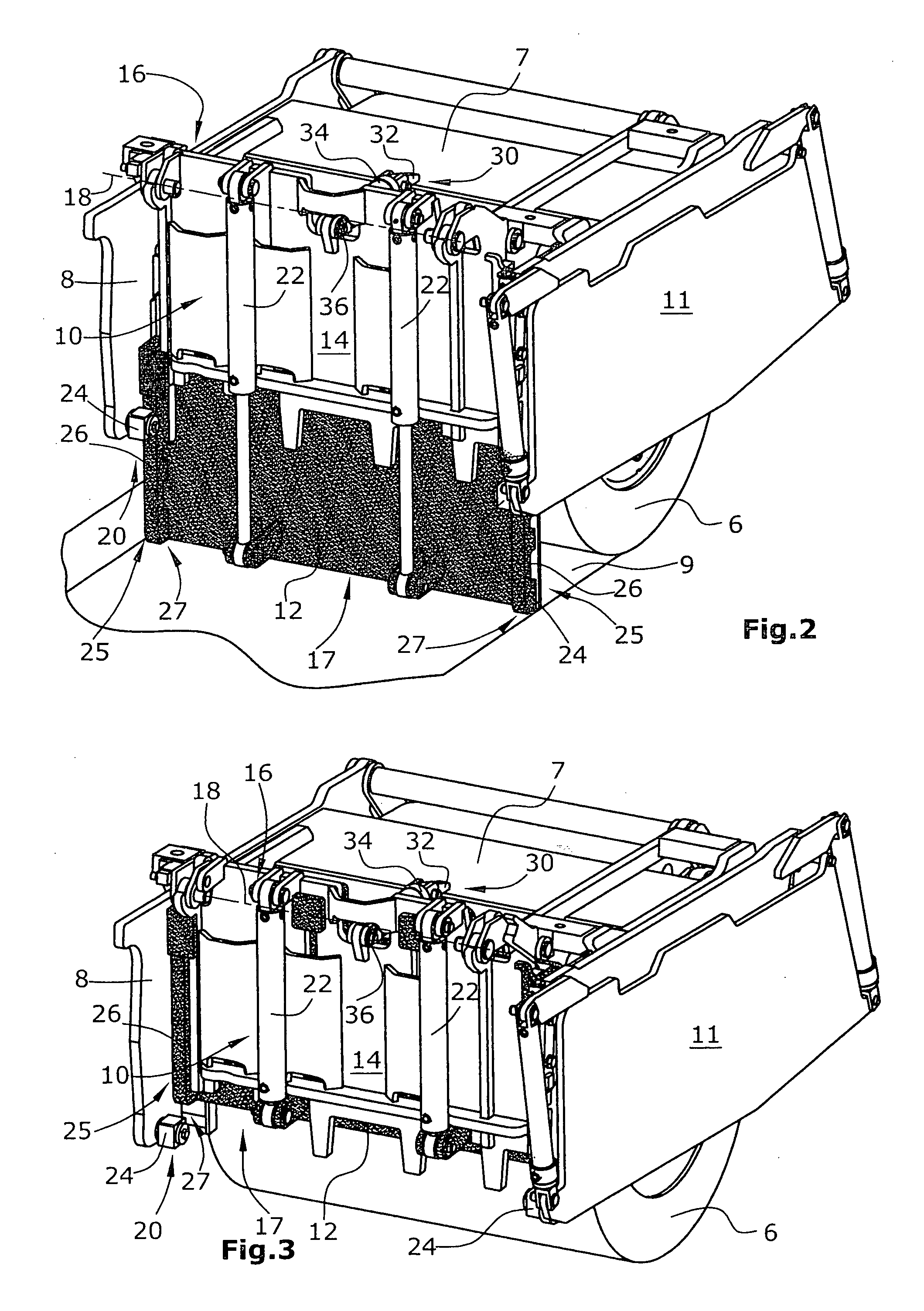 Scraper device, as well as construction machine