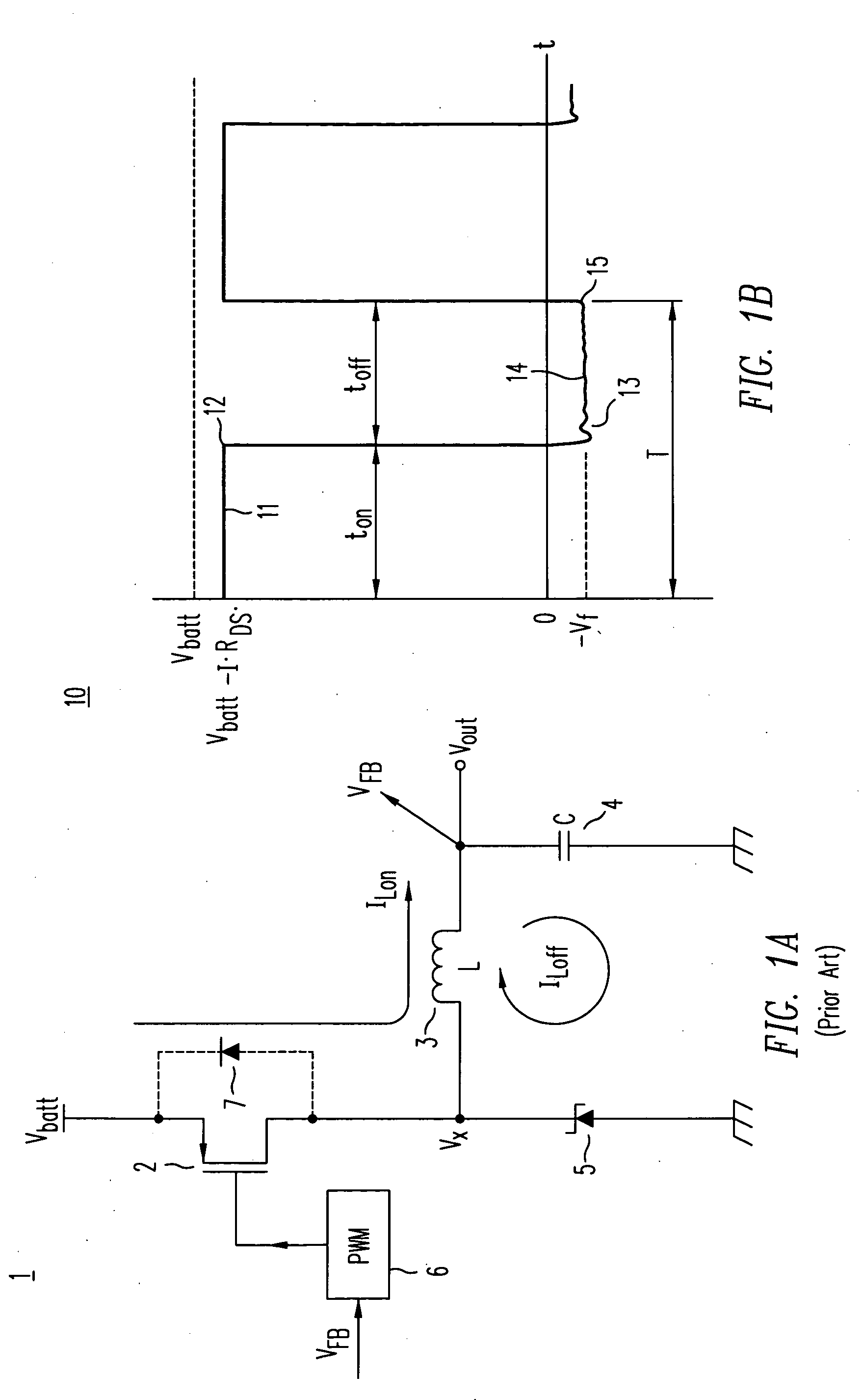 Step-down switching regulator with freewheeling diode