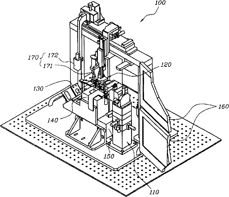 Apparatus for adjusting the degree of freedom using sensor in assembling optical device