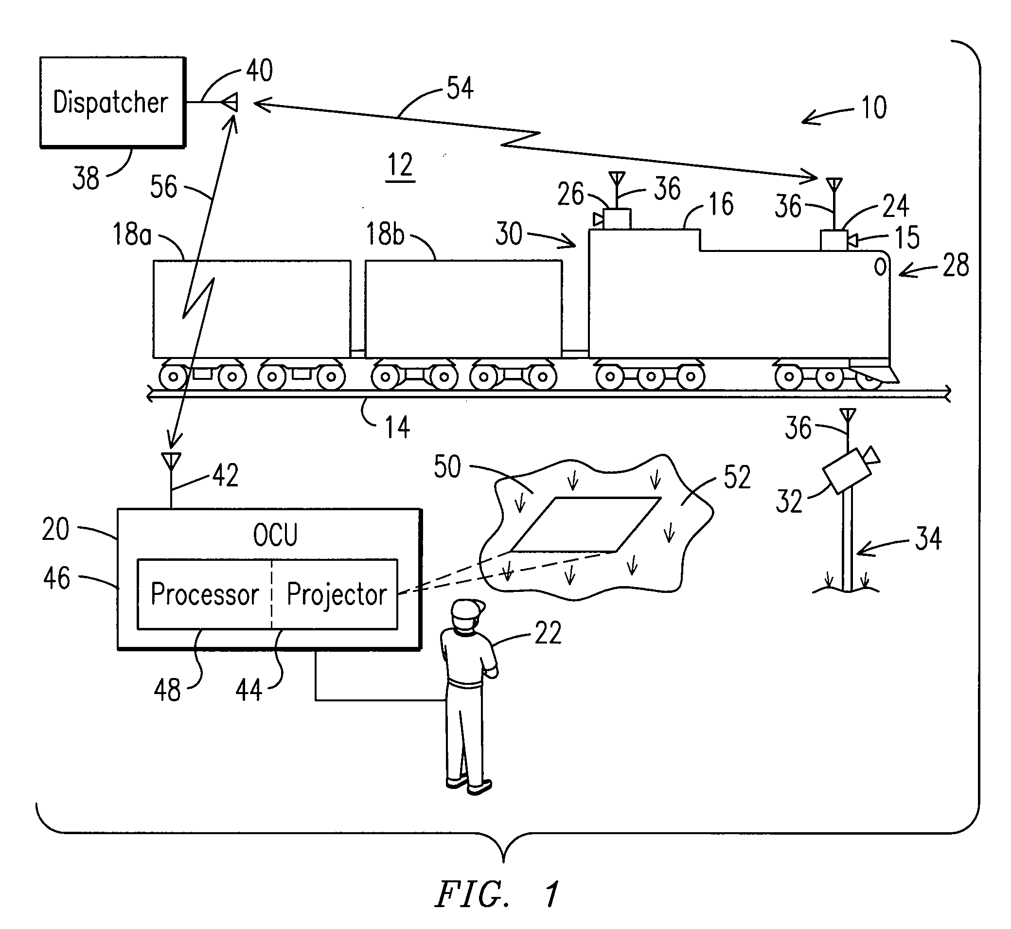 System and Method for Image Projection of Operator Data From An Operator Control Unit