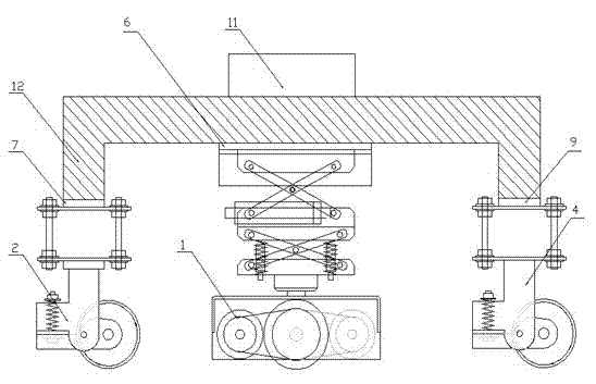 Wheeled vehicle self-adaptive load-bearing and driving device and control method thereof