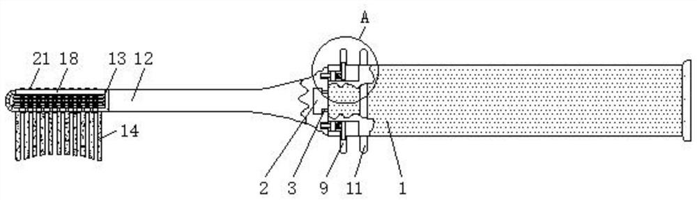 Brush head device of a multifunctional oral care tool