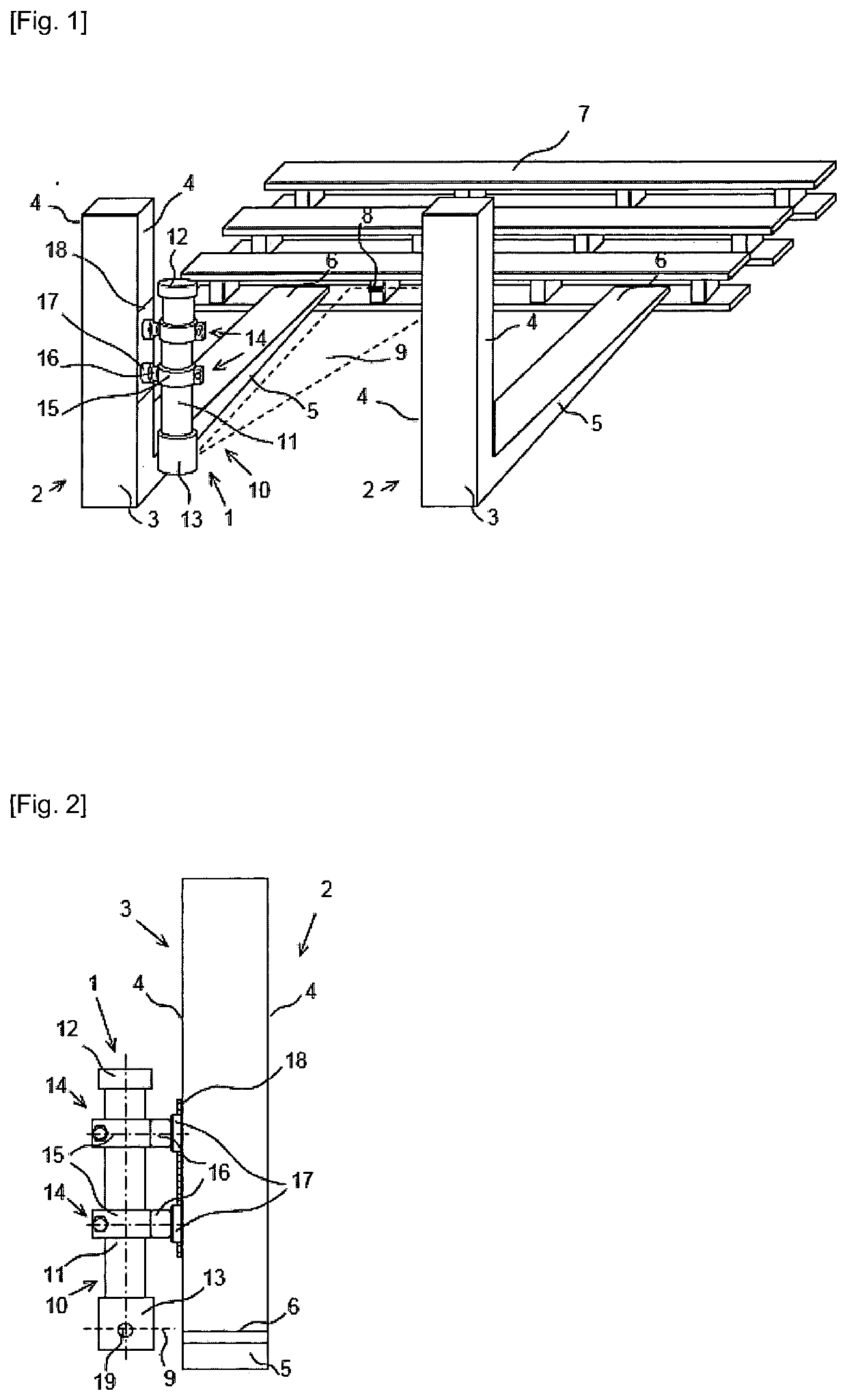 Method and device for helping to position forks of a handling machine