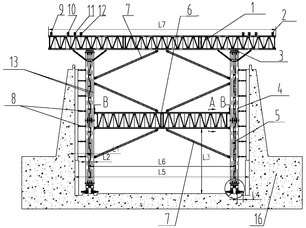 Construction method of mobile formwork for ship lock chamber wall
