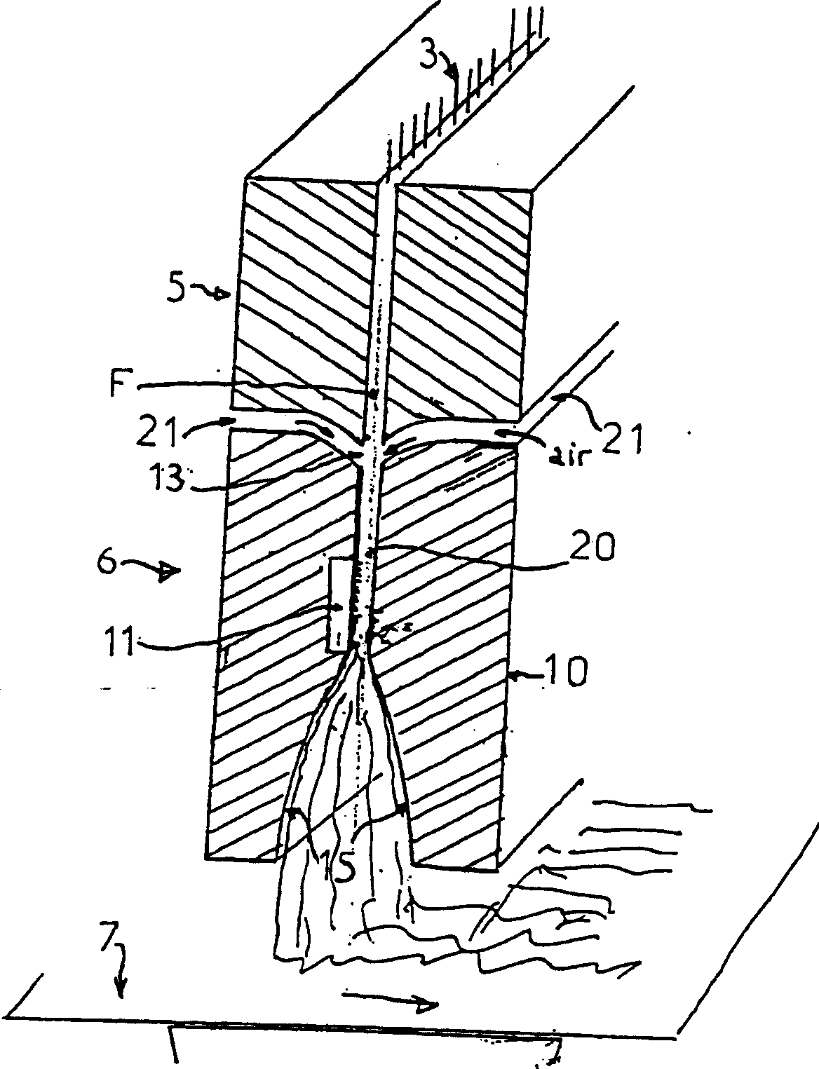 Device for opening and distributing a bundle of filaments when producing a nonwoven textile web