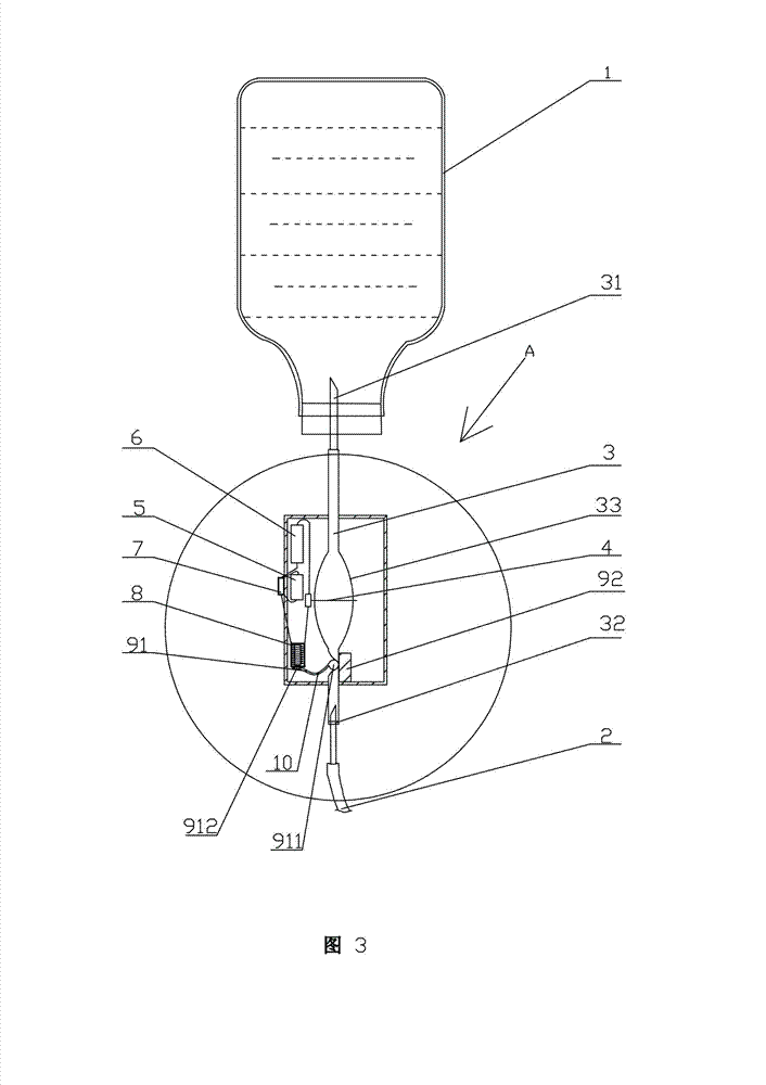 Automatically alarming and interrupting device for fluid infusion device