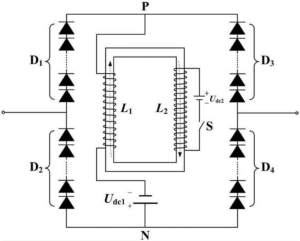 Flexible direct-current grid fault current limiter with quick recovery capacity