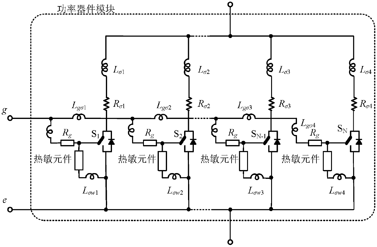 High-power semiconductor module suitable for balancing heat of internal power switch chip in short-circuit condition
