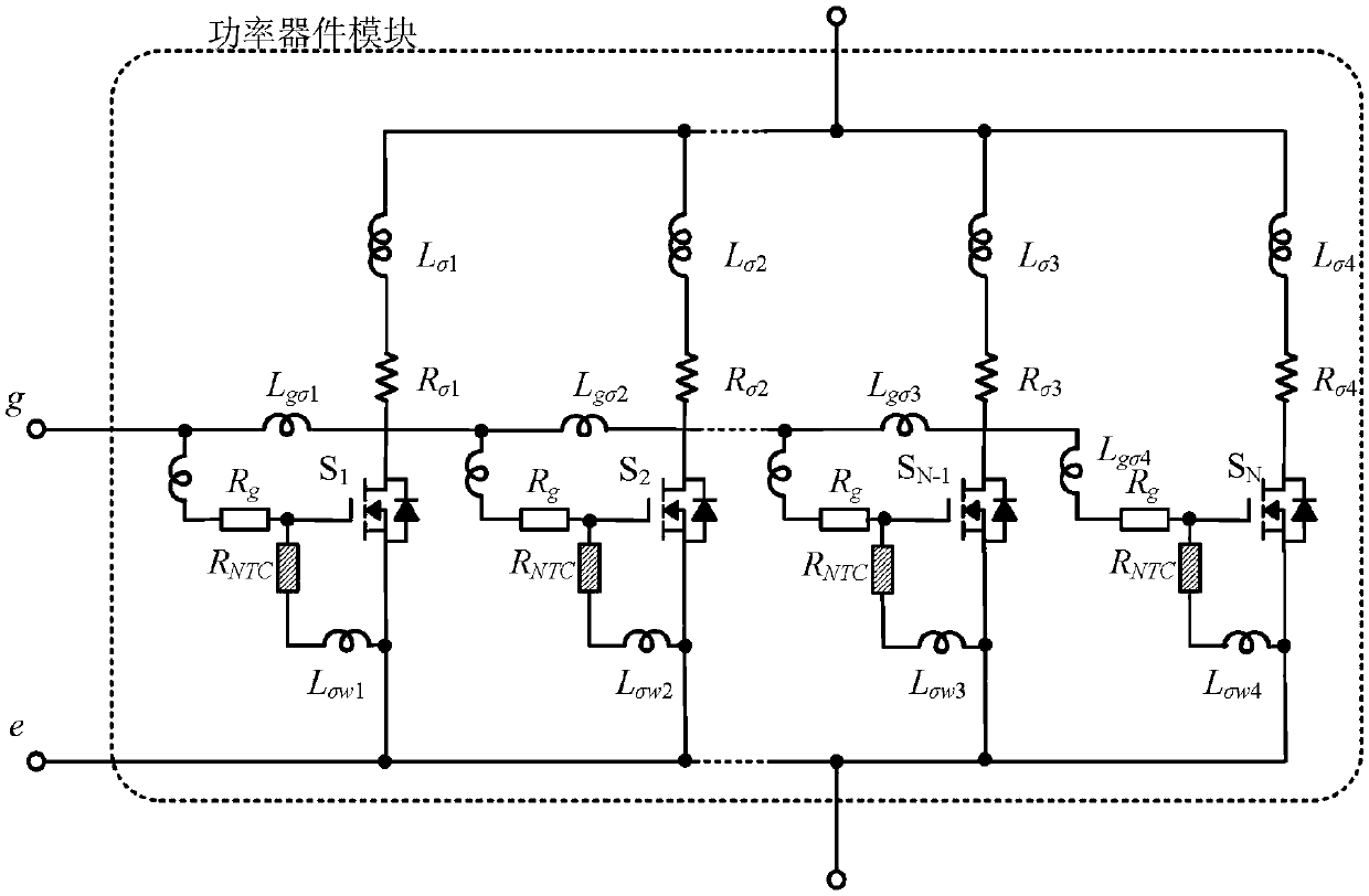High-power semiconductor module suitable for balancing heat of internal power switch chip in short-circuit condition