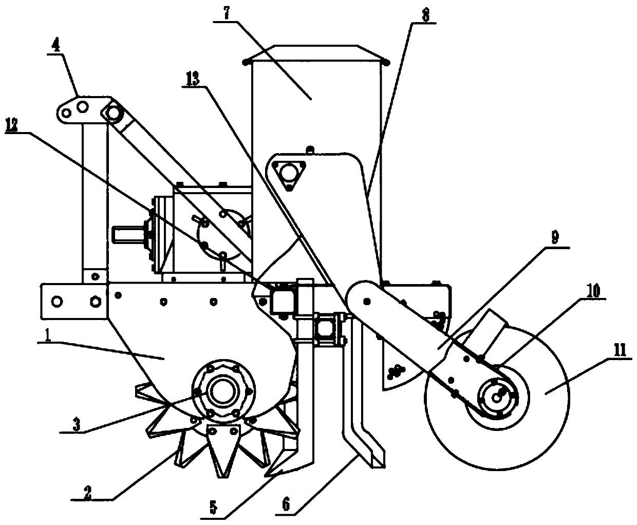 Integrated fertilizing and seeding device for agriculture
