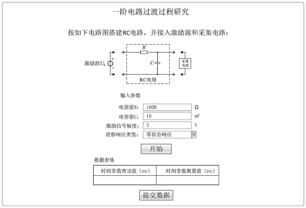 First-order circuit transition process experiment teaching system and method