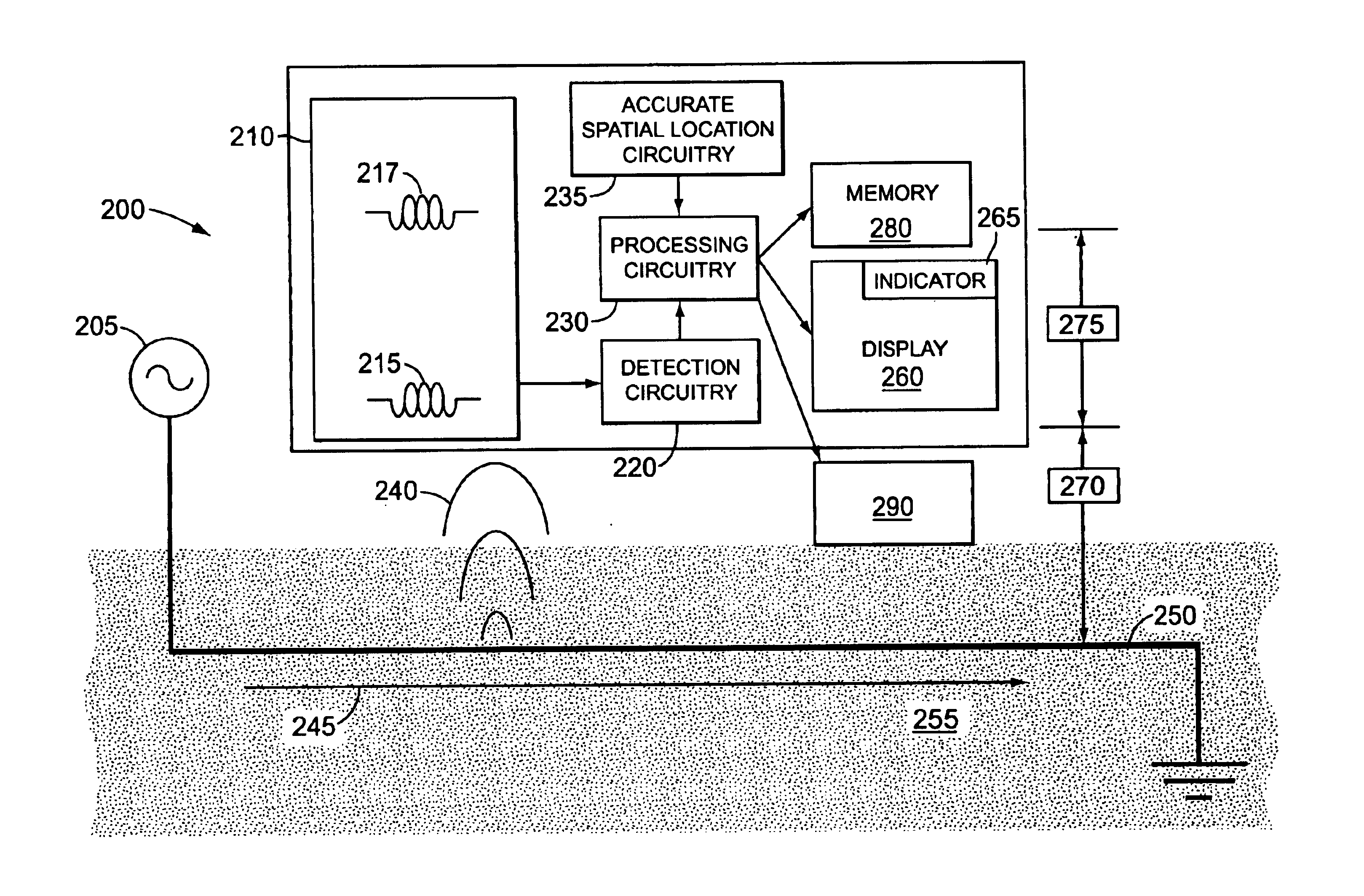 Buried line locator with integral position sensing