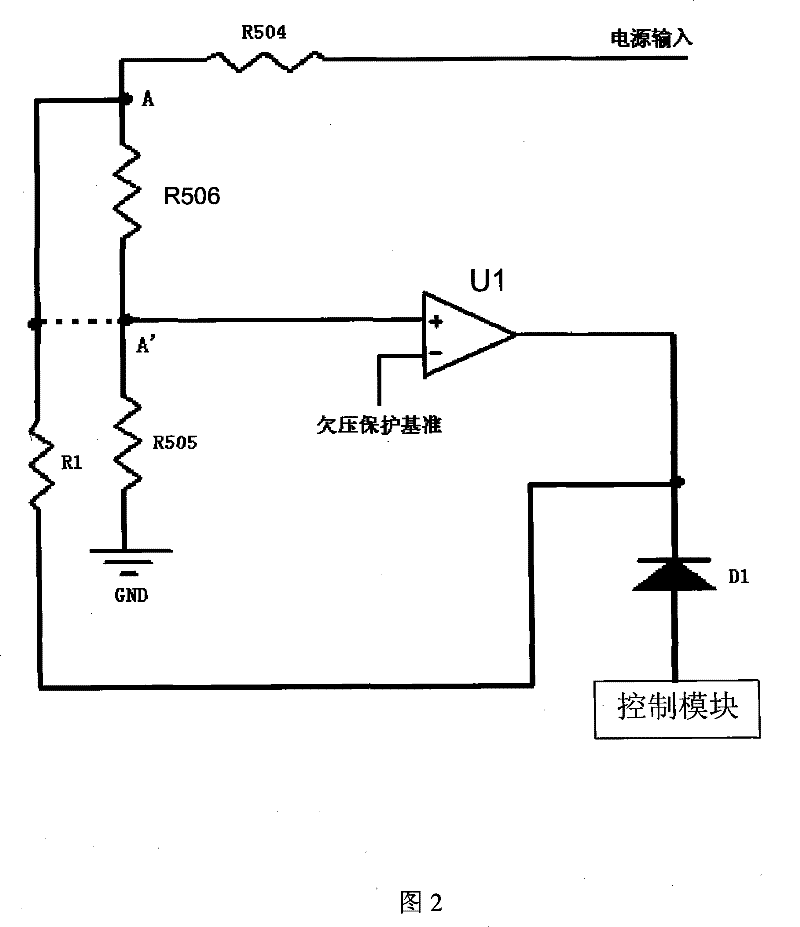 A power supply undervoltage protection circuit and a power supply including the protection circuit