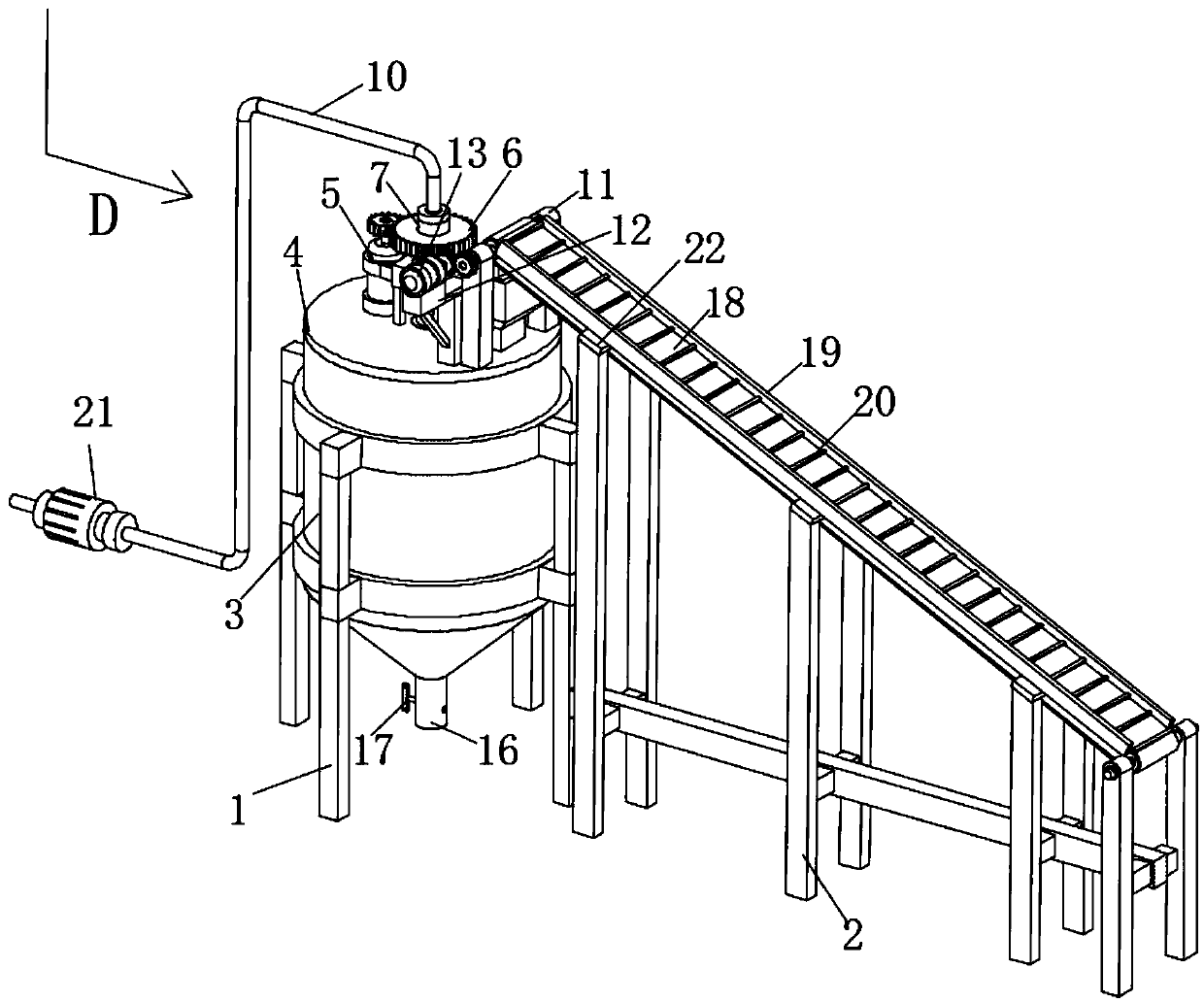 Automatic feeding and discharging stirrer for building