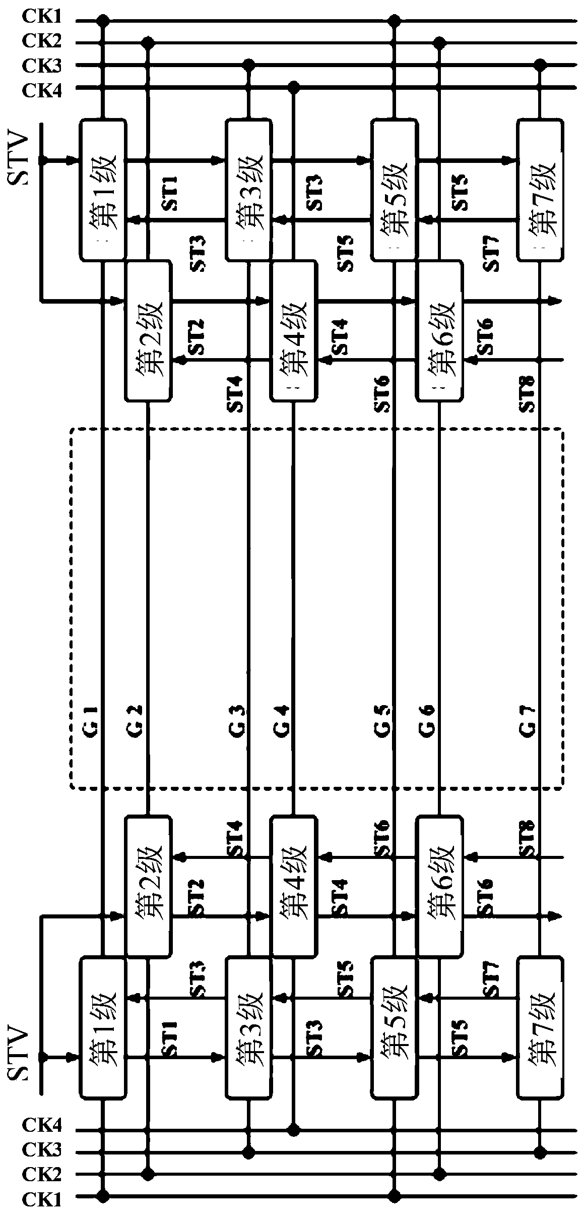 Test circuit and working method of gate drive circuit of liquid crystal display panel