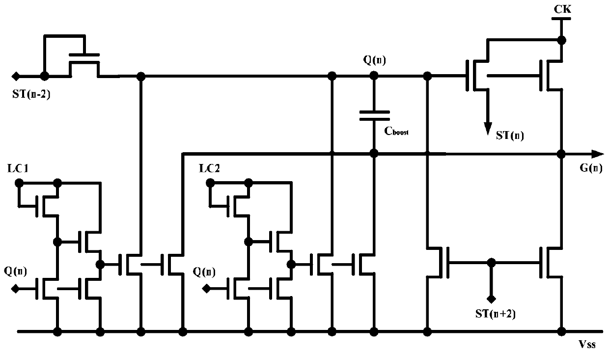 Test circuit and working method of gate drive circuit of liquid crystal display panel