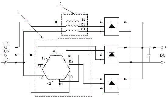 Phase shift balancing device of 18-pulse rectifier