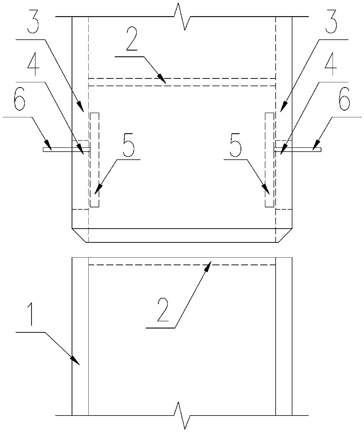 Poking-groove liner tube node structure applied to on-site splicing of box-type support