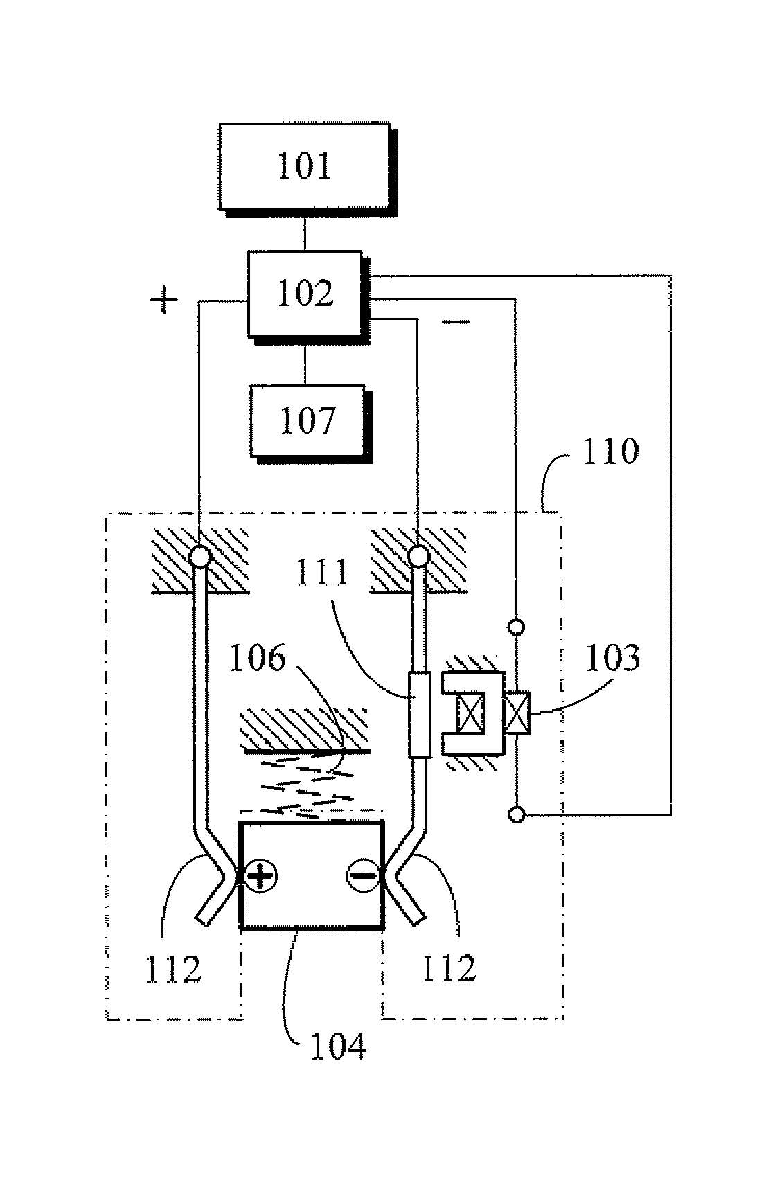Power charging device with charge saturation disconnector through electromagnetic force release