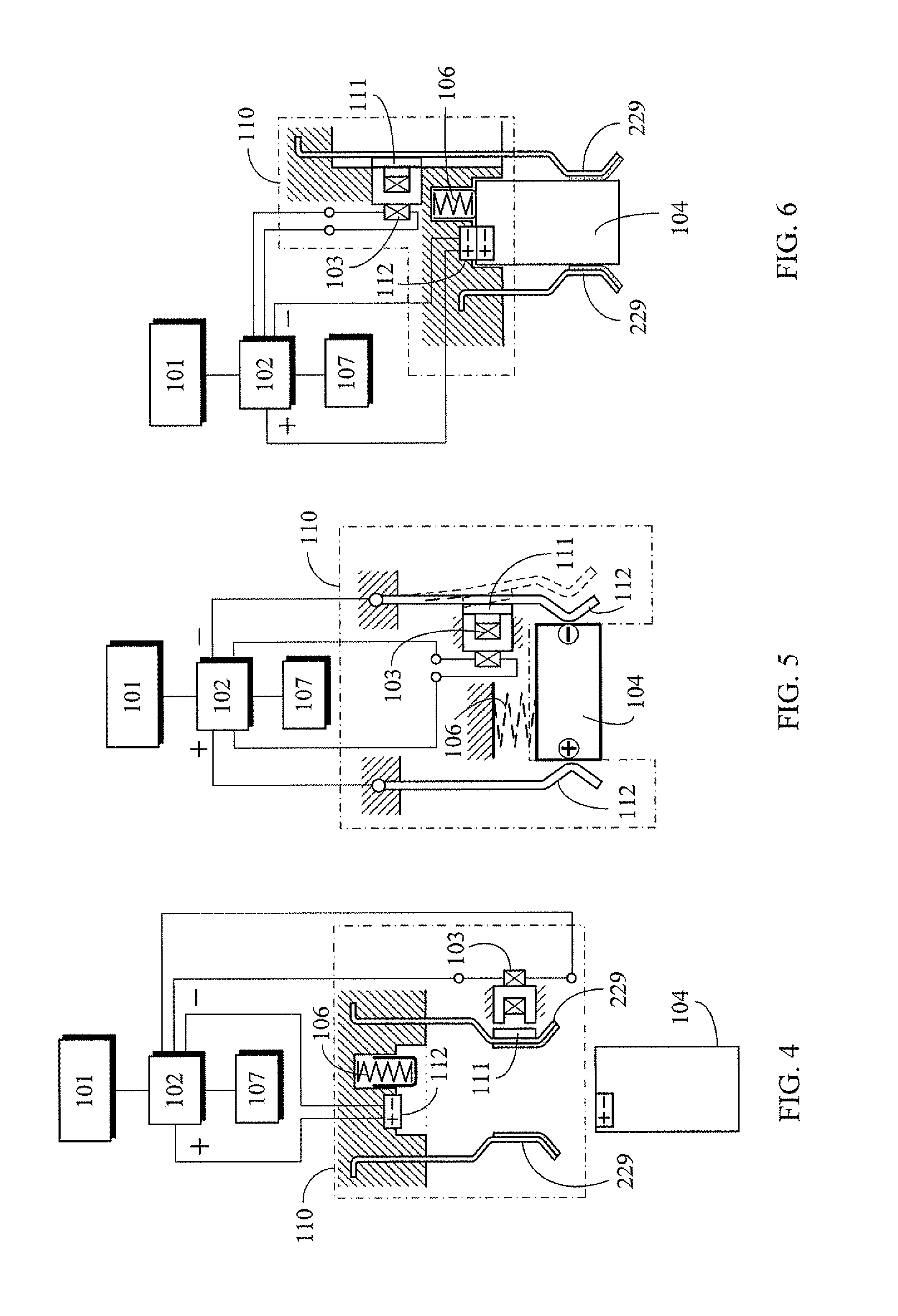 Power charging device with charge saturation disconnector through electromagnetic force release