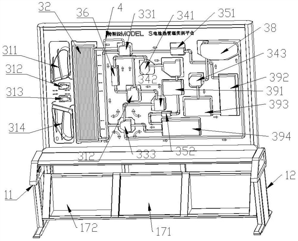 Practical training teaching aid of electric automobile battery thermal management system